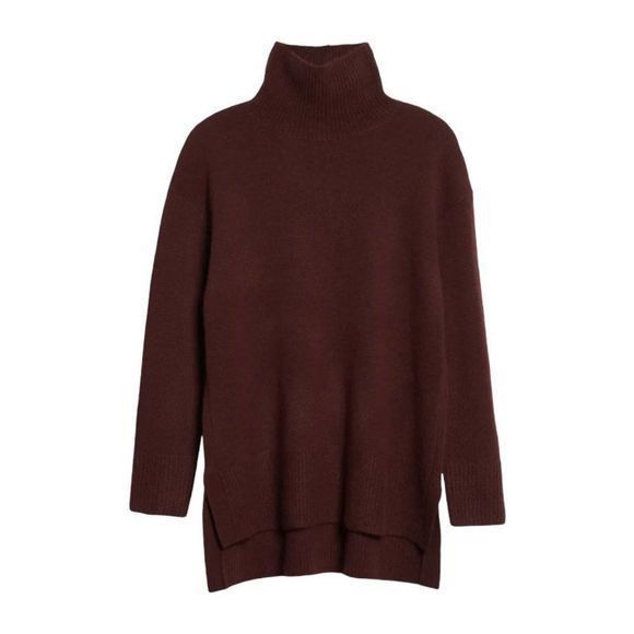 NWOT NORDSTROM Signature Funnel Neck Cashmere Sweater in Brown Chocolate (XS) - Picture 9 of 9